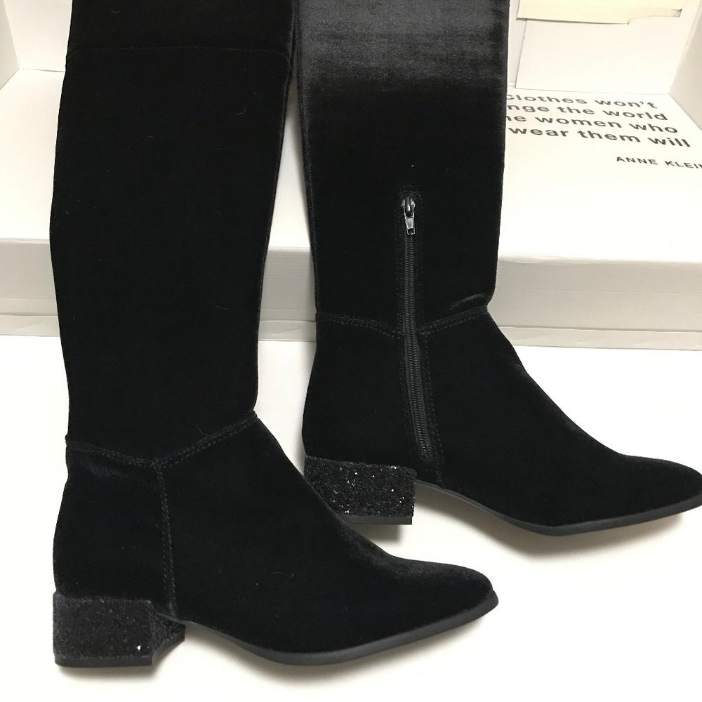 Velvet over the knee boots